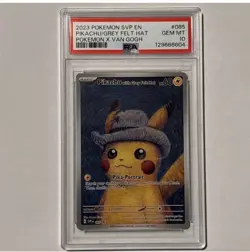 PSA 10 PIKACHU VAN GOGH GREY FELT HAT SVP 085 BLACK STAR PROMO POKEMON TCG - Image 1