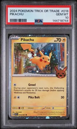 2024 Pokemon TCG Trick or Trade #018 Pikachu Holo PSA 10⚡ - Image 1