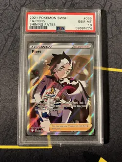 Pokemon TCG Piers 69/72 PSA 10 GEM MINT Shining Fates Full Art Trainer - Image 1