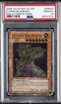 2005 YU-GI-OH! ELEMENTAL ENERGY 1ST ED #EN007 ELEMENTAL HERO BLADEDGE PSA 10 - Image 1