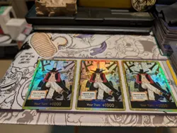 One Piece TCG Mihawk Gold DON!! Card Lot x3 OP14-119 Azure Sea's Seven Foil NM - Image 2