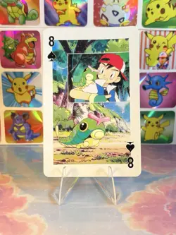 Pikachu Pokemon Vintage Playing Poker Card Charizard Nintendo - Prism Holo Back - Image 1