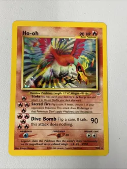 Pokemon Ho-oh 7/64 Neo Revelation Holo Rare Basic MP Unlimited English Card - Image 1