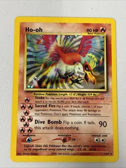 Pokemon Ho-oh 7/64 Neo Revelation Holo Rare Basic MP Unlimited English Card - Image 2