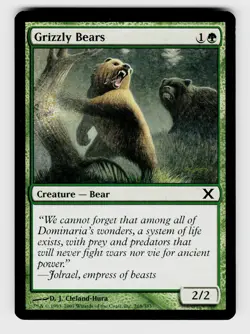 MTG, 10th Edition, Grizzly Bears, Normal, No.268, C Creature — Bear - Image 1