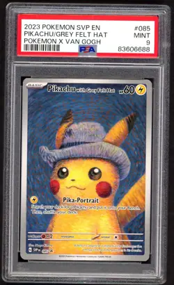 Pokemon Cards - PSA 9 Pikachu with Grey Felt Hat 085 - Van Gogh Black Star Promo - Image 1