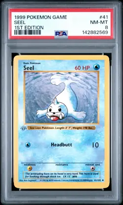 1999 POKEMON BASE SET 1ST EDITION #41 SEEL PSA 8 - Image 1