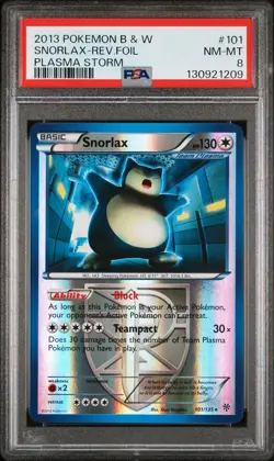 2013 POKEMON BW PLASMA STORM SNORLAX #101 REVERSE PSA 8 NM #130921209 - Image 1