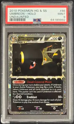 CHIPPED 2010 POKEMON HEARTGOLD & SOULSILVER UNDAUNTED #86 UMBREON-HOLO PSA 9 - Image 1