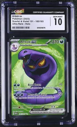 Arbok EX *CGC 10* Ultra Rare *Scarlet & Violet 151* #185 *2023* Pokemon - Image 1