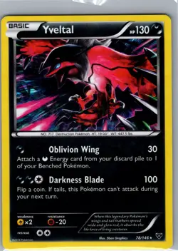 Yveltal 78/146 Holo XY Base Set - Pokemon Card - NM - Image 1