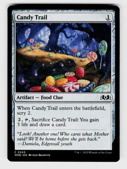 MTG, Wilds of Eldraine, Candy Trail, Normal, No.243, C Artifact — Food Clue - Image 1