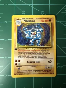 Pokemon Machamp 1st Edition Base Set Holo Rare HP+ DMG - Image 3