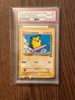 Pokemon League Black Star Surfing Pikachu Promo #28 PSA10 Cert # 54530033 - Image 3