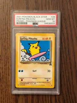 Pokemon League Black Star Surfing Pikachu Promo #28 PSA10 Cert # 54530033 - Image 4