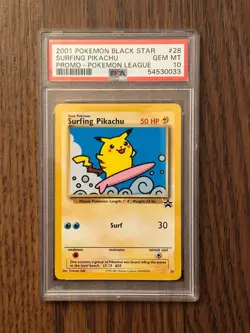 Pokemon League Black Star Surfing Pikachu Promo #28 PSA10 Cert # 54530033 - Image 5