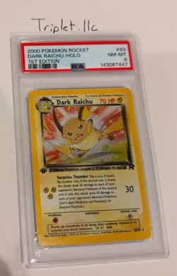 Pokemon Team Rocket 1st Edition Holo 83/82 Dark Raichu PSA 8 NM-MINT - Image 1