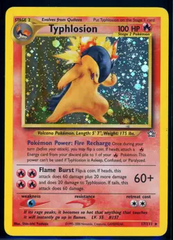 Pokemon NEO GENESIS - #17/105 Typhlosion - Unlimited Holo - ENG - SWIRL - MP - Image 1