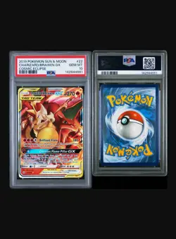 2019 POKEMON SUN & MOON COSMIC ECLIPSE #22 CHARIZARD & BRAIXEN GX PSA 10 NEW CER - Image 1