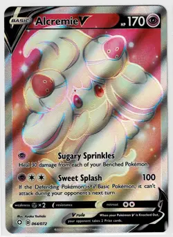 Alcremie V 064/072 Full Art Pokemon Sword & Shield Shining Fates Holo NM - Image 1