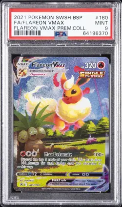 2021 POKEMON SWSH BLACK STAR PROMO #180 FULL ART/FLAREON VMAX PSA 9 - Image 1