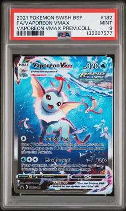 2021 POKEMON SWSH BLACK STAR PROMO #182 FULL ART/VAPOREON VMAX PSA 9 - Image 1