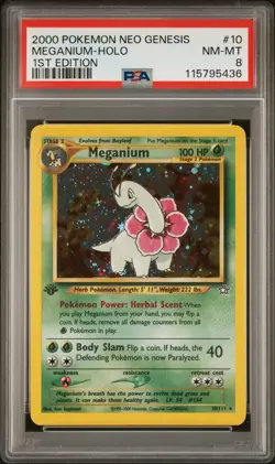 2000 POKEMON NEO GENESIS 1ST EDITION #10 MEGANIUM-HOLO PSA 8 - Image 1