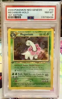 2000 POKEMON NEO GENESIS 1ST EDITION #10 MEGANIUM-HOLO PSA 8 - Image 3