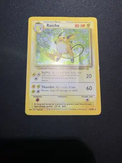 Raichu 14/102 - Holo Rare - Base Set - Unlimited - Pokemon TCG - HP/Damaged - Image 1