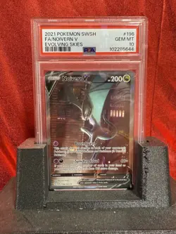 2021 Pokemon Evolving Skies #196 Noivern V PSA 10 Mint Full Art - Image 1