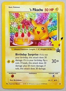 Pokemon Birthday Pikachu #24 Holo - 2000 Celebrations: Classic Collection - NM - Image 1