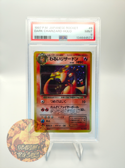 1997 POKEMON JAPANESE ROCKET #6 DARK CHARIZARD [HOLO SWIRL] [PSA 9] - Image 1