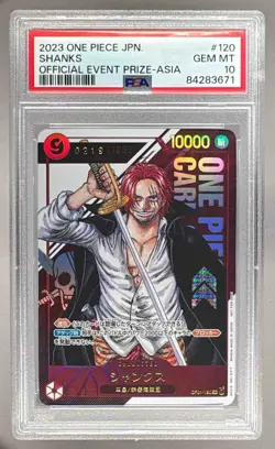 Shanks 2023 Japanese One Piece Asia Official Event Prize OP01-120 PSA 10 - Image 1