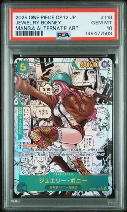 2025 ONE PIECE JAPANESE MANGA ALTERNATE ART OP12-118 JEWELRY BONNEY PSA 10 - Image 1