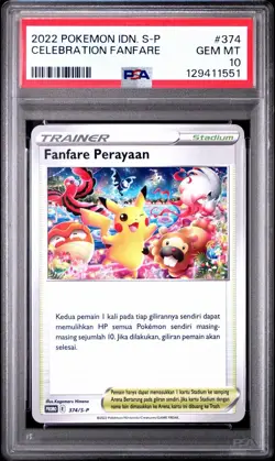Celebration Fanfare PSA 10 Indonesian Pokemon Card Promo 2022 374/S-P Himeno - Image 1