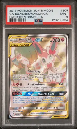 2019 POKEMON SUN & MOON UNBROKEN BONDS FULL ART/GARDEVOIR & SYLVEON GX PSA 9 - Image 1