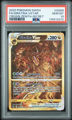 2023 POKEMON SWORD AND SHIELD CROWN ZENITH #GG69 FA/GIRATINA VSTAR PSA 10 - Image 1