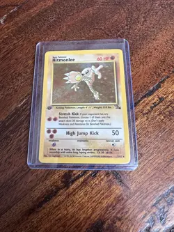 Hitmonlee 1st Edition Holo 7/62 Fossil Pokemon Holographic RARE - Image 1