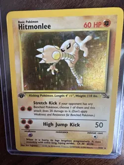 Hitmonlee 1st Edition Holo 7/62 Fossil Pokemon Holographic RARE - Image 2