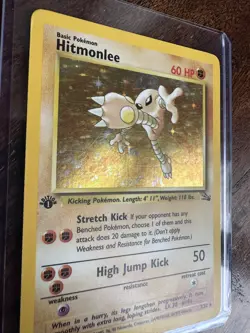 Hitmonlee 1st Edition Holo 7/62 Fossil Pokemon Holographic RARE - Image 4
