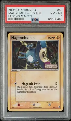 2006 Pokemon EX Legend Maker 59 Magnemite Reverse PSA 8 NM-MT - Image 1