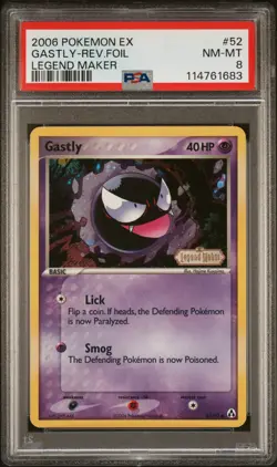 2006 POKEMON EX LEGEND MAKER GASTLY #52 REVERSE PSA 8 NM #114761683 - Image 1