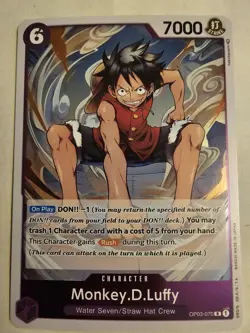 Monkey.D.Luffy OP03-070 R Pillars Of Strength Foil One Piece TCG NM/M - Image 1