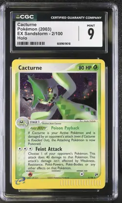 CGC 9 MINT Cacturne 2003 EX Sandstorm 2/100 Holo Pokemon Card - Image 1