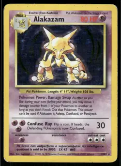Pokemon Cards Alakazam 1/102 Base Set WOTC Rare MP - Image 1