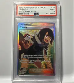 2018 POKEMON SUN & MOON DRAGON MAJESTY #70 FULL ART/ZINNIA PSA 9 - Image 1