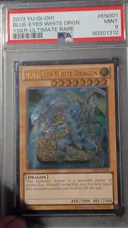 Konami Yu-Gi-Oh! Blue-Eyes White Dragon Ultimate Rare YSKR-EN001 Unlimited PSA 9 - Image 1
