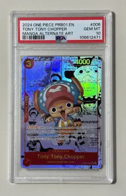 One Piece CCG Tony Tony.Chopper PRB01 Manga Alternate Art EB01-006 PSA 10 - Image 1