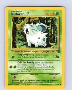 Pokemon TCG Nidoran Jungle 57/64 Unlimited Common Card WOTC LP-NM - Image 1