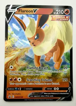 Pokemon TCG Flareon v SWSH149 Sword & Shield Holo Black Star Promo Card - Image 1